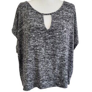 AMERICAN EAGLE Heathered Gray Oversized Boxy Key-Hole Crop Top - Women's XL